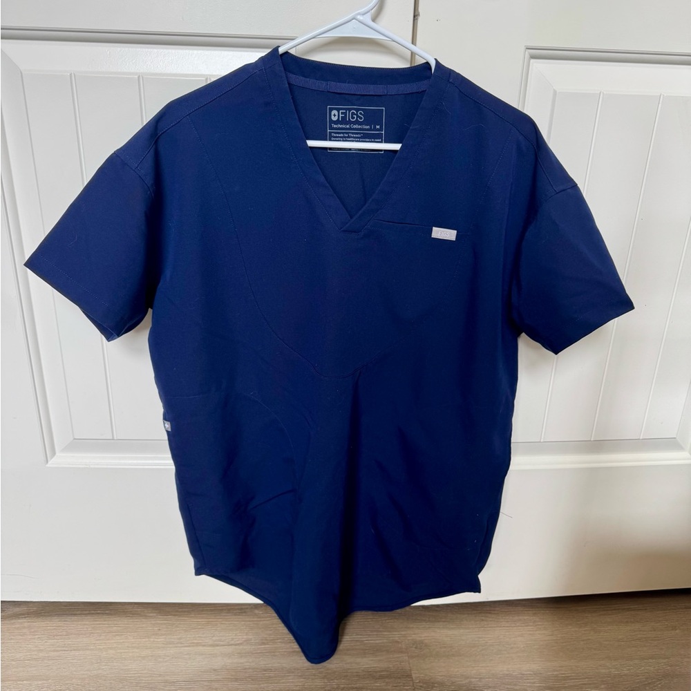Figs Navy Halle V Neck Tunic Scrub Top - Size Medium